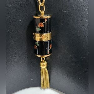 Vintage Nastrix Black Enameled 17j Gold Tone Women's Watch Lipstick Capsule Case